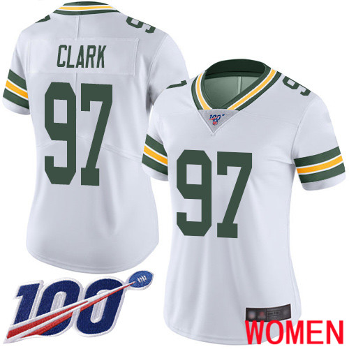 Green Bay Packers Limited White Women 97 Clark Kenny Road Jersey Nike NFL 100th Season Vapor Untouchable